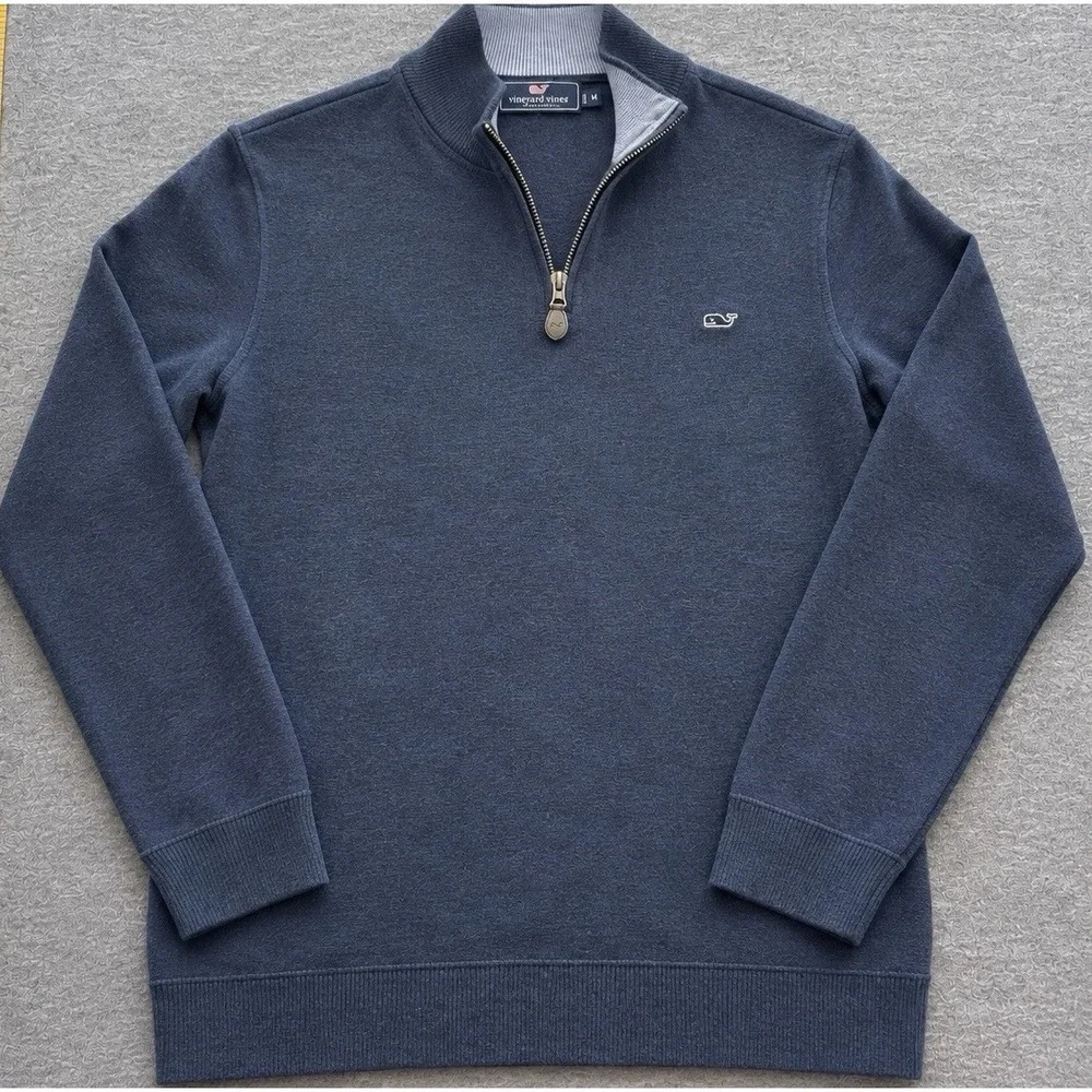 Vineyard Vines Shep & Ian Mens M Med Half-Zip 1/2 Tight-Knit Sweater 100% Cotton